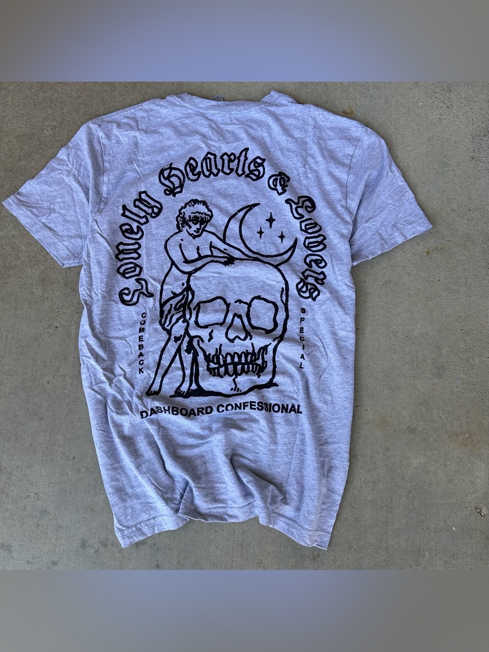 Next Level Apparel Mens Gray Skull Lonely Hearts Dashboard Confessional Tee Sz M